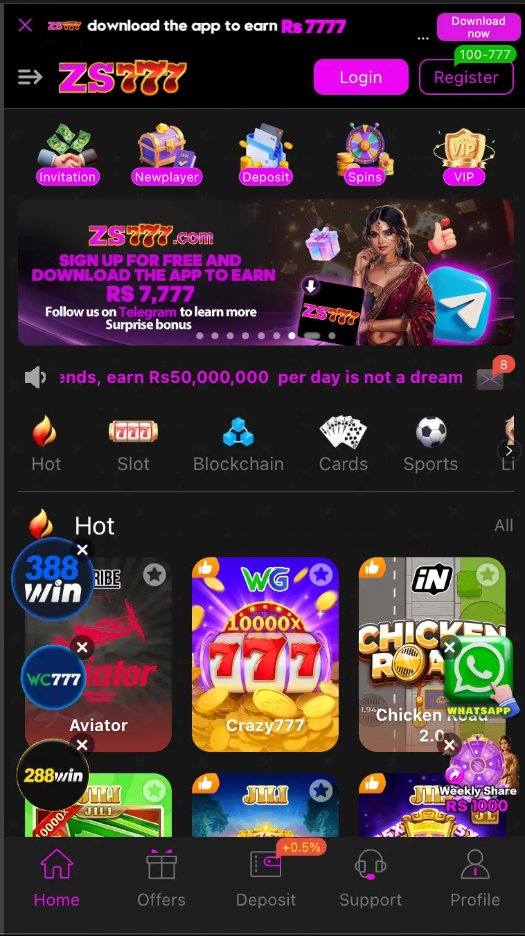 ZS777 Online Earning App Game Interface