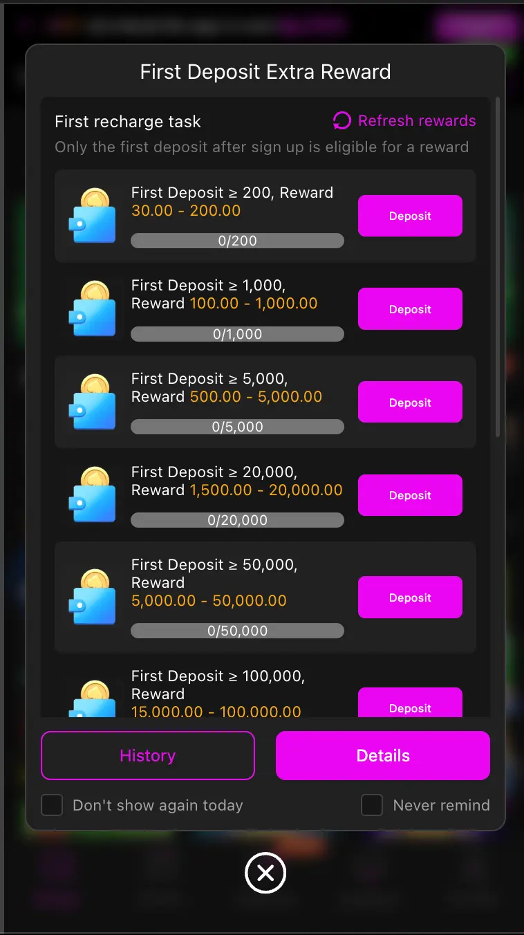 ZS777 Bonus Promotions Interface