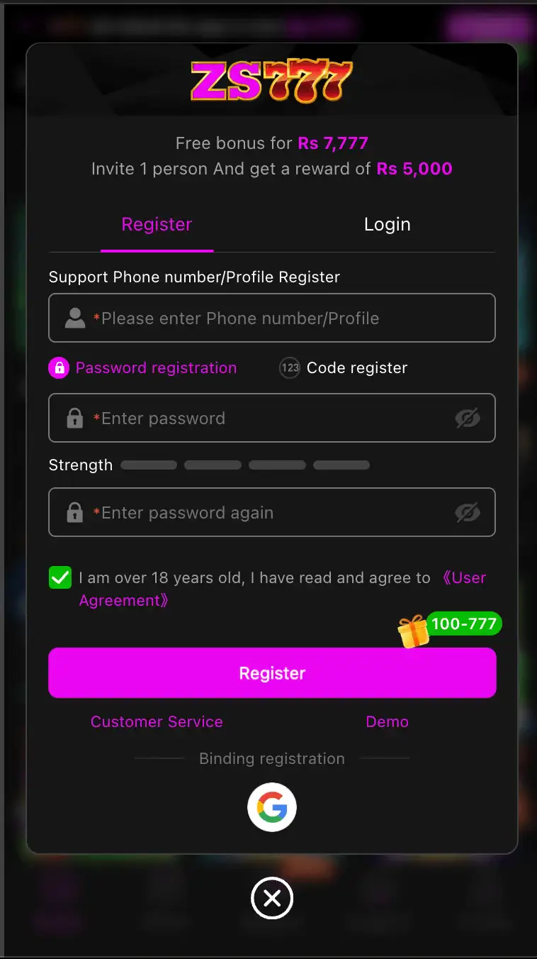 ZS777 registration walkthrough